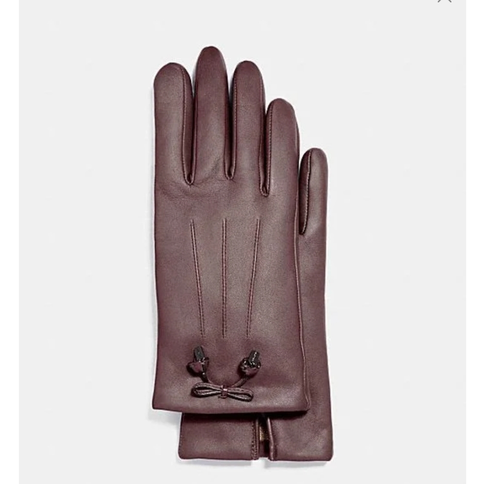 BNWT BEAUTIFUL❤️COACH TEAROSE🌹BOW LEATHER GLOVES
